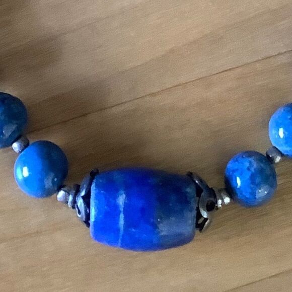 𝅺sterling SILVER 925 LAPIS LAZULI/RED CORAL/Turquose silver beds NECKLACE​​ - Picture 3 of 13